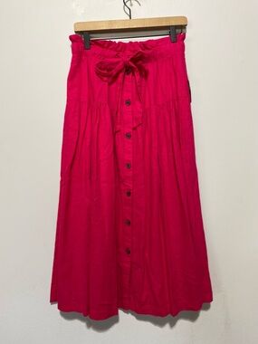 NWT Universal Thread Women Small Hot Pink Linen Blend Maxi Skirt Boho Hippie
